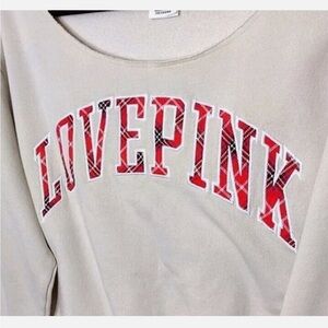 Victoria’s Secret Love Pink Red-Black Plaid Sweatshirt XL Cozy Preppy